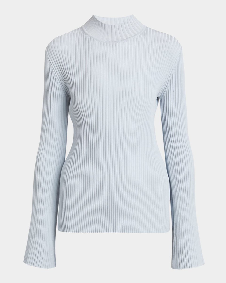 Abigail Turtleneck Flare-Sleeve Rib Sweat